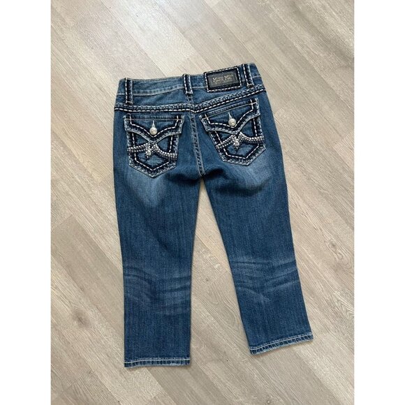 Miss Me Irene Capri Jeans Distressed Destroyed Flap Pocket sz 27 - Picture 2 of 16